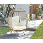 Manhattan Comfort - Fauteuil œuf autoportant moderne Spezia 33,46" pour patio, beige et crème-Hauteur de la chaise 17,51. Hauteur interne du dossier 23,62