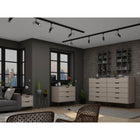 Manhattan Comfort - Rockefeller ensemble de commodes de chambre à coucher style milieu du siècle - blanc cassé et naturel - ensemble de 3-Choisissez le design de votre poignée lorsque le produit est chez vous Option pour une poignée découpée ou un look affleurant