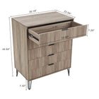 Manhattan Comfort - Dumbo commode moderne et commode haute 5 tiroirs - gris rustique - ensemble de 2-Pieds en métal doré élégants évasés ajoutant un design mode sans couture et de la durabilité Hauteur des pieds : 18,6 cm