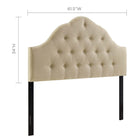Modway - Sovereign Tissu rembourré Tête de lit Queen, Beige-Arche haute touffée