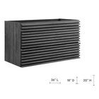 Modway - Render Support mural de 36" Armoire de toilette de salle de bain (lavabo non inclus) - Charbon de bois-Calleton de montage compatible avec les cloisons sèches