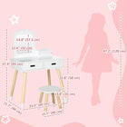 Qaba - Coiffeuse pour enfants avec miroir et tabouret pour 3-6 ans - blanc-Grand miroir permettant à votre enfant de se préparer et de coiffer ses cheveux dès le plus jeune âge

