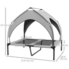 PawHut - Lit pour chien surélevé, lit rafraîchissant avec auvent pour M L, gris clair-Comprend un sac de transport pour une portabilité et un rangement pratiques 