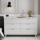 Manhattan Comfort - Granville commode moderne double large 55,04" - blanc-Comprend 6 tiroirs à extension totale avec le tiroir supérieur conçu avec des lignes verticales texturées en relief fabriqué en bois massif