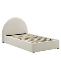 Modway - Resort Tissu rembourré Lit jumeau rond voûté, Ivoire à tissage de bruyère-Lit plateforme taille simple