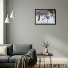Jonathan Toews Chicago Blackhawks Goal Celebration sur toile - Toile encadree - 31" x 22"-Prêt à accrocher - livré entièrement assemblé