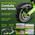 Gyrocopters - Trottinette électrique Plaid 3.0 pour adultes et adolescents - Vitesse 45 km/h, autonomie 45 km - Application - Noir-Conquérez des paysages variés grâce à des pneus tout-terrain robustes en caoutchouc de 10 pouces, conçus pour résister à l'usure