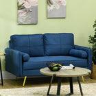 HOMCOM - Canapé d’amour 56 po avec coussins et oreillers - bleu-Assise épaisse rembourrée de mousse avec ressorts en « S » et bandes de résistance pour une sensation confortable d’enfoncement 