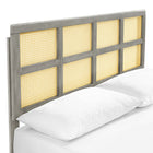 Modway - Sidney Canne et bois Lit plateforme Queen avec pieds angulaires, Gris-Capacité de poids : 600 lb