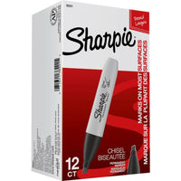 Sharpie - Marqueurs permanents − Pointe biseautée − Noir − Paquet de 12-Pointe biseautée polyvalente qui crée des lignes larges ou fines