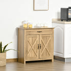 HOMCOM - Buffet d’appoint 31,5 po L avec rangement - bois naturel-Le détail en croix rehaussera à coup sûr le charme de votre maison 