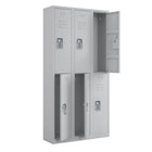 Ceha - Série RH, batterie de 3, casier 2 niveaux avec aérations à persiennes - poignée encastrée, gris clair-Rangement sécurisé avec ventilation avant à fentes améliorée