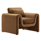 Modway - Waverly Performance Velvet Fauteuil - Brown-Fauteuil moderne unique