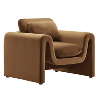 Modway - Waverly Performance Velvet Fauteuil - Brown-Fauteuil moderne unique