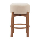 Zuo - Nade Tabouret de comptoir - Beige/Noyer - Ensemble de 2-Repose-pieds ergonomique et confortable