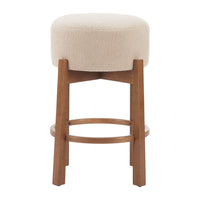 Zuo - Nade Tabouret de comptoir - Beige/Noyer - Ensemble de 2-Repose-pieds ergonomique et confortable