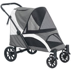 PawHut - Poussette pliable pour animaux de compagnie pour chiens petits, moyens et grands, jusqu’à 66 lb - gris foncé-Grande taille pour les chiens jusqu'à 66 lb (30 kg) et 26,8 po (68 cm) de longueur 