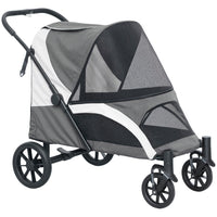 PawHut - Poussette pliable pour animaux de compagnie pour chiens petits, moyens et grands, jusqu’à 66 lb - gris foncé-Grande taille pour les chiens jusqu'à 66 lb (30 kg) et 26,8 po (68 cm) de longueur 
