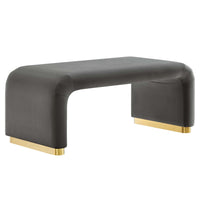 Modway - Koda Performance Velvet Ottoman de la cascade - Brass Storm Grey-Revêtement en velours de performance