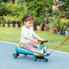 Qaba - Voiture à bascule pour enfants, sans piles avec corde de traction parentale, musique - bleu-Pas besoin de piles pour un plaisir sans fin 