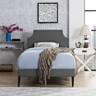 Modway - Laura Tissu Lit plateforme jumelle avec pieds carrés effilés, Gris-Dix lattes de support en bois 
