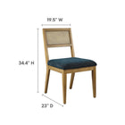 Modway - Nimba Faux rotin Tissu Chaises de salle à manger Ensemble de 2 - Heathered Weave Azure-Dossiers en faux rotin
