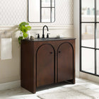 Modway - Appia 36" Vanette de salle de bain - Noir noyer-Construction en parement de bois de manguier et MDF