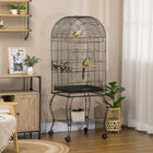 PawHut - Grande cage pour perroquet 60 po H avec dessus ouvrable, étagère de rangement - noir-Structure métallique stable, assurant un soutien sécurisé pour les animaux à l'intérieur 