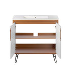 Modway - Energize 36" Vanette de salle de bain - Cerise-Blanc-Blanc-Construction en MDF et panneau de particules