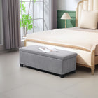 HOMCOM - Banc ottoman de rangement 44 po avec couvercle et pieds - gris clair-Matériau résistant à l'usure pour une utilisation durable 
