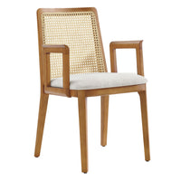 Modway - Monarch Bois et rotin Fauteuil à manger - Miel Ivoire naturel tissé à bruyère-Cadre en bois de hêtre
