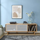 Modway - Kurtis 67 po Meuble à disques TV et vinyle, Chêne-MDF et panneau de particules