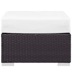 Modway - Convene Terrasse extérieure Tissu Carré ottoman in Espresso Blanc-Résistance à l’eau et aux UV