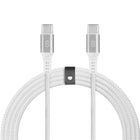 LOGiiX - Piston Connect Braid Eco USB-C vers USB-C - Argent Blanc-Câble USB-C vers USB-C écologique de 1,5 m (*4,92 pieds) en partenariat avec #tide.