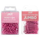 JAM Paper - Paquet combiné de trombones colourés - standard et jumbo - trombones roses - 1 paquet de 100 et 1 paquet de 75-Couleur : Rose