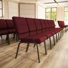 Flash Furniture – Chaise d’église empilable Hercules 18,5 po larg., siège 4,25 po épais, motif bourgogne, structure dorée-Capacité de poids de 800 lb
