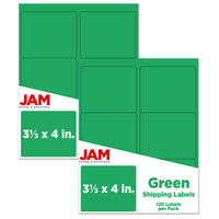 JAM Paper -'“Étiquettes postales, 4 x 3 1/3 po, vert gamma Astrobright, 240 par paquet-9,6 oz