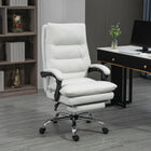 Vinsetto - Fauteuil de bureau exécutif avec repose-pieds et massage 6 points et chaleur - blanc crème-Faites une pause et étirez-vous avec un angle d'inclinaison de 135° et un repose-pieds 