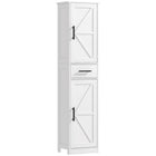 HOMCOM - Armoire de rangement haute et étroite pour salle de bain 67 po - blanc-Les portes de grange et les poignées en T ajoutent un charme de ferme 