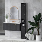 HOMCOM - Armoire de rangement de salle de bain étroite 73 po, grain de bois noir-Tringle à papier toilette intégrée pour plus de commodité et un accès facile 