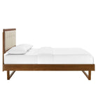 Modway - Willow Bois Plate-lit complet avec cadre angulaire, Noyer beige-Rubberwood Legs