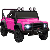 Qaba - Jeep pour enfants Land Rover sous licence 12V à chevaucher - rose-Voiture électrique pour enfants sous licence Land Rover Defender avec un design réaliste de camion 