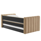 Modway - Veyla Chenal Touffé Performance Velvet Lit de jour jumelle avec Trundle, Taupe-Assemblée requise