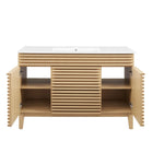Modway - Render 48" Vanité de salle de bain à un seul lavabo - Oak White-8