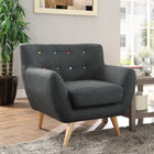 Modway - Remark Tissu rembourré Fauteuil - Gris-Pieds en caoutchouc de couleur naturelle