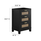 Modway - Dixie 24" Solide Armoire de toilette de salle de bain (lavabo non inclus) - Noir-Poignées en laiton satiné