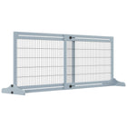 PawHut - Barrière pour animaux autoportante avec longueur réglable de 41 po à 72 po - gris-bleu-S'ajuste de 40,9 po à 72 po (104-183 cm) de long pour s'adapter à différents espaces 
