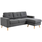 HOMCOM - Canapé sectionnel avec méridienne interchangeable pour chambre - gris foncé-Les coussins d’assise rembourrés de mousse haute densité offrent un grand confort 