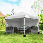 Outsunny - Tente auvent pliante 10 pi l x 10 pi L avec parois latérales amovibles et sac de transport - Blanc-Hauteur à 3 niveaux facile à régler grâce au bouton-poussoir