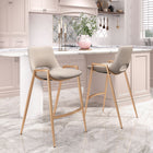 Zuo - Desi Tabouret de comptoir - Beige/Or - Ensemble de 2-Assemblage requis